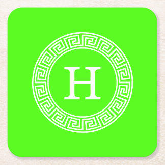 Porta-copo De Papel Quadrado Verde limão Wt - Quadro de Linha Chave Grega Monog