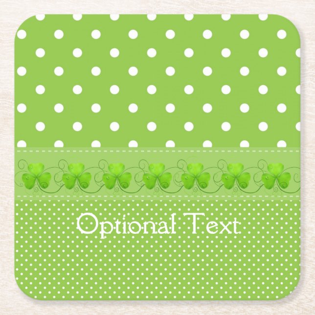 Porta-copo De Papel Quadrado Verde, Pontos e Camarões (Frente)