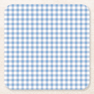 Porta-copo De Papel Quadrado Verificação de Gingham Azul