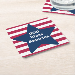 Porta-copo De Papel Quadrado Vermelho Branco E Azul Da América Do deus abençoe