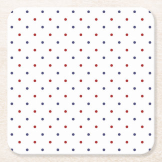 Porta-copo De Papel Quadrado Vermelho e Bolinhas Azul-Marinho - Clássico Preppy