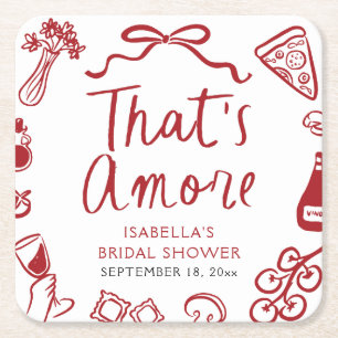 Porta-copo De Papel Quadrado Vermelho Italiano Aquela Pizza de Massa Amore Chá 