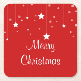 Porta-copo De Papel Quadrado Vermelho Natal e Branco