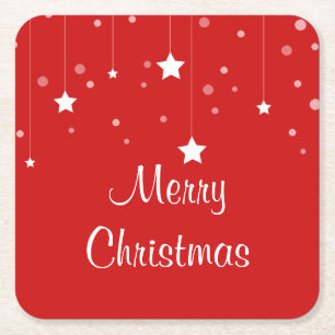 Porta-copo De Papel Quadrado Vermelho Natal e Branco