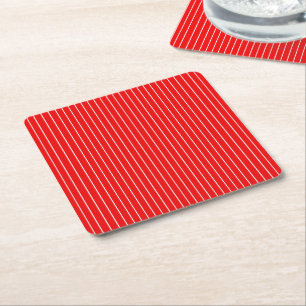 Porta-copo De Papel Quadrado Vermelho Striped