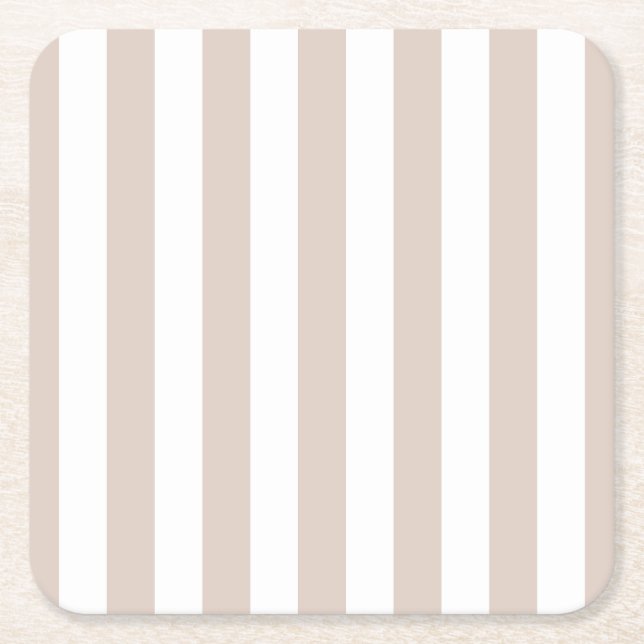 Porta-copo De Papel Quadrado Vertical Stripes Beige E White Stripes (Frente)