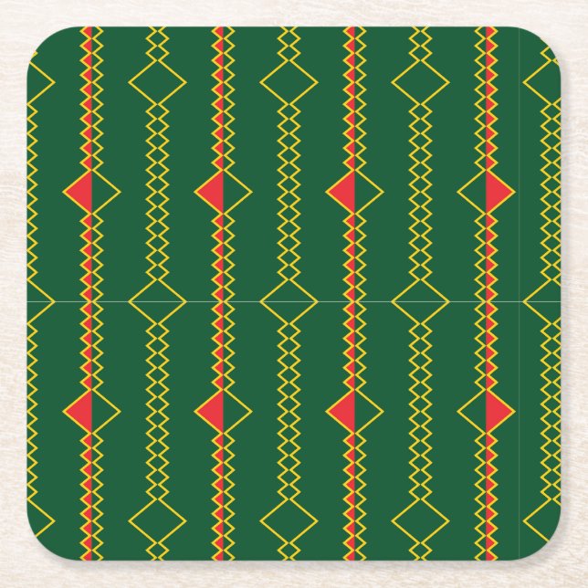 Porta-copo De Papel Quadrado Vertical Zigzag Lines Green Digital Paper-72729 (Frente)