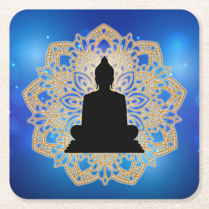 Porta-copo De Papel Quadrado Vesak Day Buddha e Mandala Vaisakha Purnima
