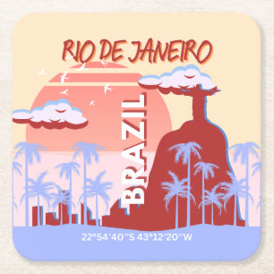 Porta-copo De Papel Quadrado Viagem de Arte do Brasil do Rio de Janeiro - Poste