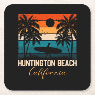 Porta-copo De Papel Quadrado Viagem de férias na Califórnia em Huntington Beach