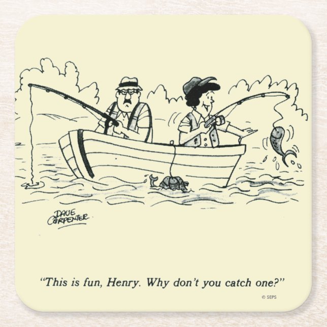 Porta-copo De Papel Quadrado Viagem de Pesca (Frente)