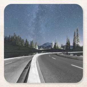 Porta-copo De Papel Quadrado Viagem por estrada sob o Milkyway