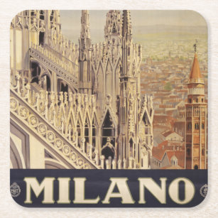 Porta-copo De Papel Quadrado Viagens vintage Da Catedral De Milão, Itália