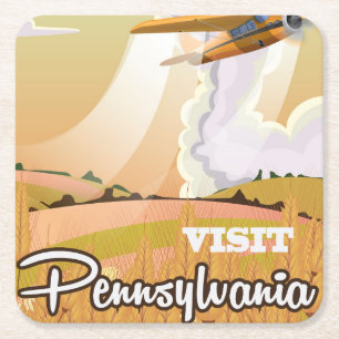 Porta-copo De Papel Quadrado Viagens vintage da Pensilvânia