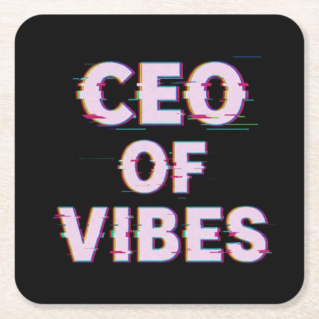 Porta-copo De Papel Quadrado VIBE CEO PROTOCOL - Reality Glitch (Instant Aura U (Frente)