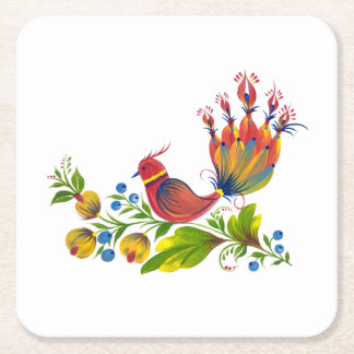 Porta-copo De Papel Quadrado Vibrante Pássaro da Felicidade Floral