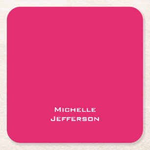 Porta-copo De Papel Quadrado Vibrante Rosa Framboesa Vermelho Rosado Moderno El