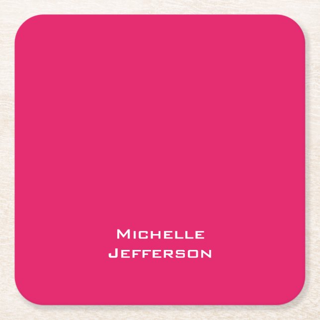 Porta-copo De Papel Quadrado Vibrante Rosa Framboesa Vermelho Rosado Moderno El (Frente)