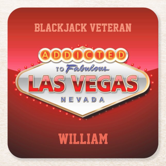 Porta-copo De Papel Quadrado Viciado sinal engraçado de Las Vegas, Nevada (Frente)