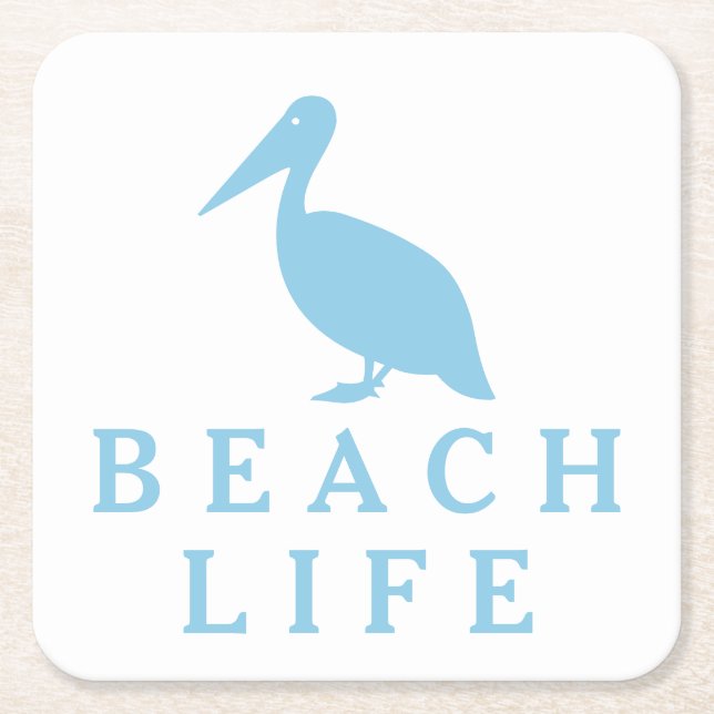Porta-copo De Papel Quadrado Vida em Praia (Frente)