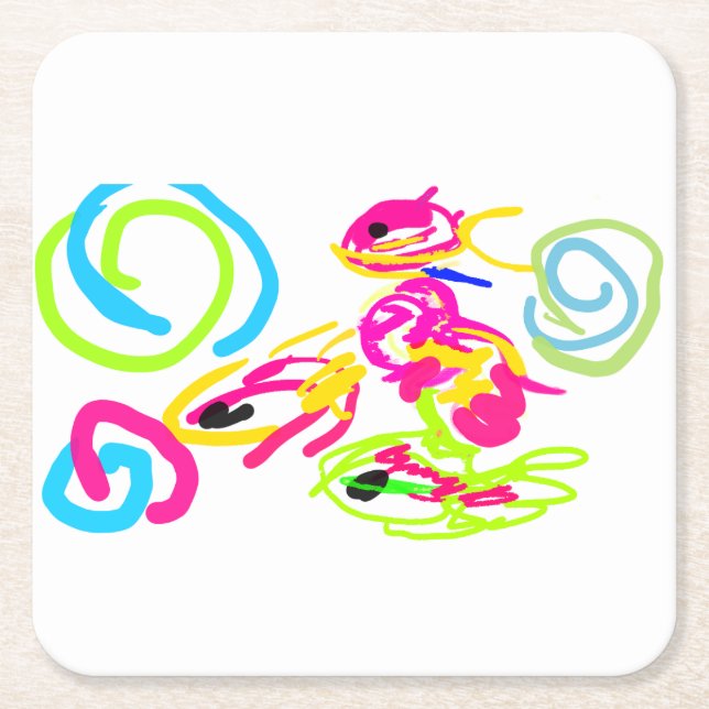 Porta-copo De Papel Quadrado Vida marítima Verão (Frente)