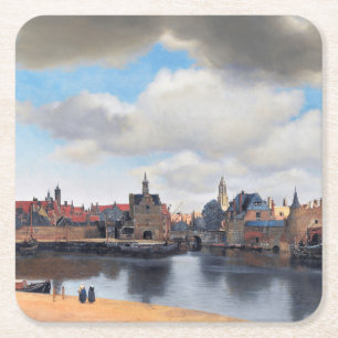 Porta-copo De Papel Quadrado View of Delft, Johannes Vermeer, 1659-1660