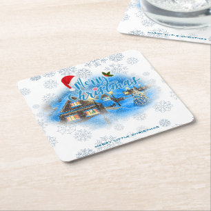 Porta-copo De Papel Quadrado Vila de Natal Mágica