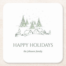 Porta-copo De Papel Quadrado Vila Snowy de Natal