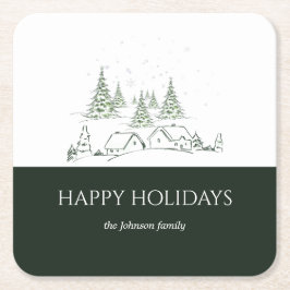 Porta-copo De Papel Quadrado Vila Snowy de Natal