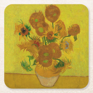 Porta-copo De Papel Quadrado Vincent Van Gogh 15 Sunflower Painting