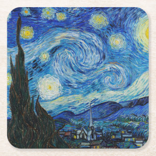 Porta-copo De Papel Quadrado Vincent Van Gogh é a Noite Estrelada