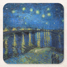 Porta-copo De Papel Quadrado Vincent van Gogh - Noite Estrelada sobre o Ródano
