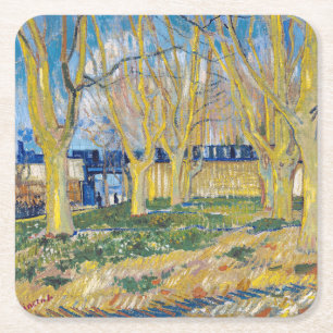 Porta-copo De Papel Quadrado Vincent van Gogh - O Comboio Azul