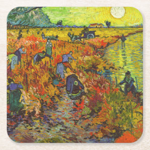 Porta-copo De Papel Quadrado Vincent van Gogh - O Vinhedo Vermelho