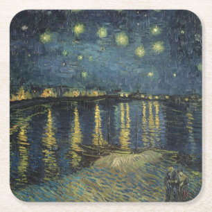 Porta-copo De Papel Quadrado Vincent van Gogh   Starry Night Over the Rhone
