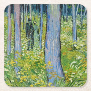 Porta-copo De Papel Quadrado Vincent van Gogh - Sub-bosque com Duas Figuras