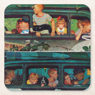 Porta-copo De Papel Quadrado Vinda e ir por Norman Rockwell