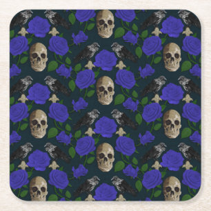 Porta-copo De Papel Quadrado Vinhas Rosa de Grãos Góticos Escuros Raven Azul