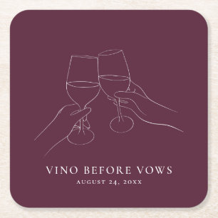 Porta-copo De Papel Quadrado Vinho Antes dos Votos Bridal Shower Chic