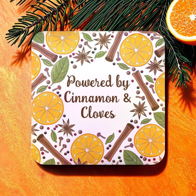 Porta-copo De Papel Quadrado Vinho branco apimentado (Christmas mulled wine spicy white square paper coaster)