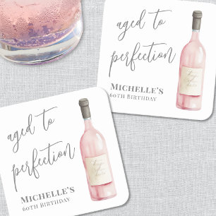 Porta-copo De Papel Quadrado Vinho Simples Envelhecido à Perfeição Aniversário
