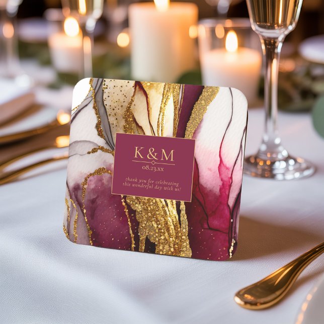 Porta-copo De Papel Quadrado Vinho Vermelho abstrato com Vinho Nado Espumante I (Criador carregado)