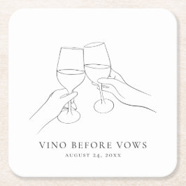 Porta-copo De Papel Quadrado Vino Antes dos Votos Bridal Shower Chic Vinho