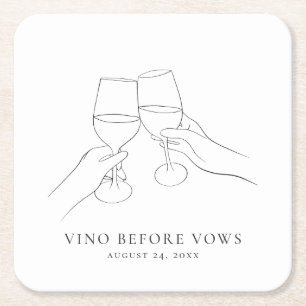 Porta-copo De Papel Quadrado Vino Antes dos Votos Bridal Shower Chic Vinho