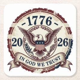 Porta-copo De Papel Quadrado Vintage 1776 Eagle Badge Patriotic