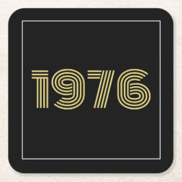 Porta-copo De Papel Quadrado Vintage 1976 Black & Gold Tone 50th Birthday