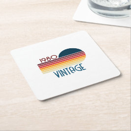 Porta-copo De Papel Quadrado Vintage 1980 Retro Stripe Sun