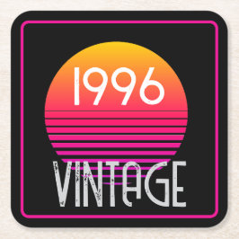 Porta-copo De Papel Quadrado Vintage 1996 Neon Retro Stripe Sun 30th Birthday