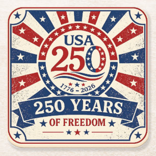 Porta-copo De Papel Quadrado Vintage América 250 Montanha-Russa Patriótica EUA