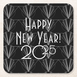 Porta-copo De Papel Quadrado Vintage Art Deco Black and White Geometric 